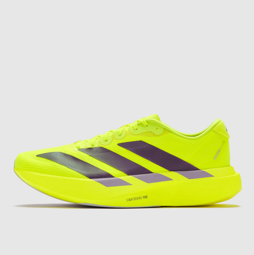 adidas Adizero Neon Yellow Running Shoes with Dark Three-Stripes
