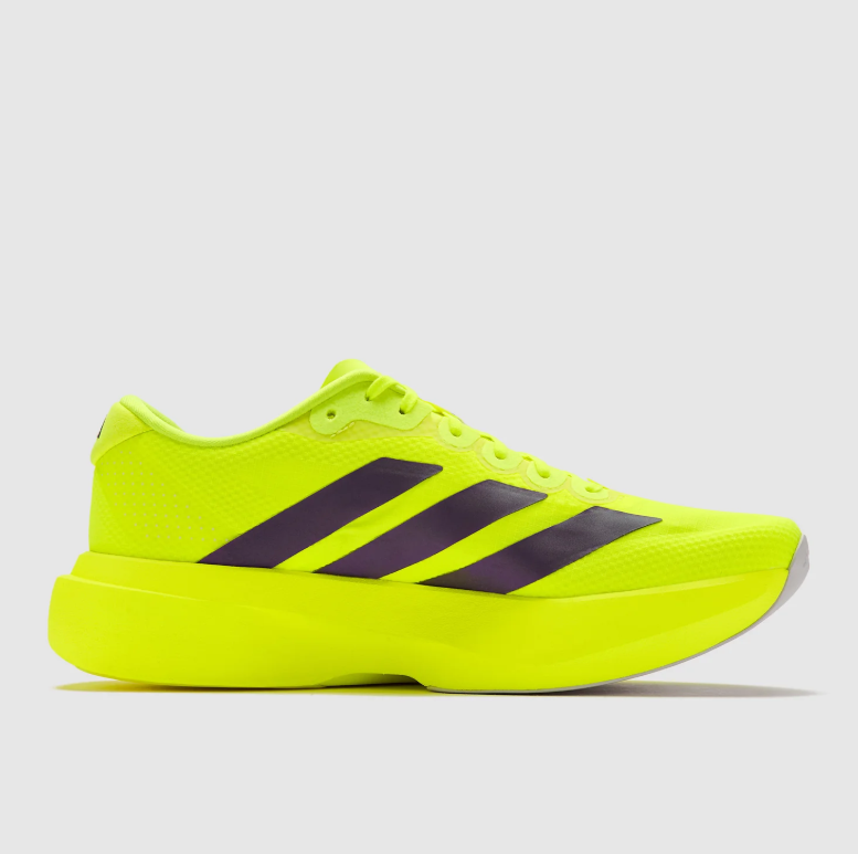 adidas Adizero Neon Yellow Running Shoes with Dark Three-Stripes