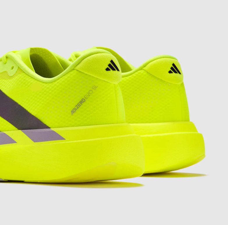 adidas Adizero Neon Yellow Running Shoes with Dark Three-Stripes