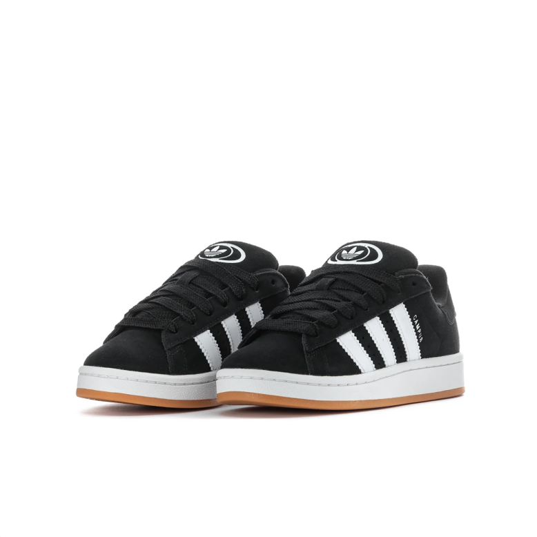 adidas Campus Black and White Low-Top Sneakers with Gum Sole