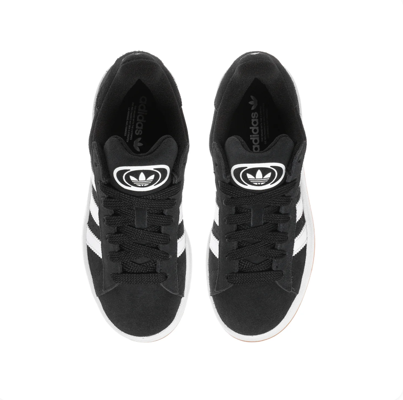 adidas Campus Black and White Low-Top Sneakers with Gum Sole