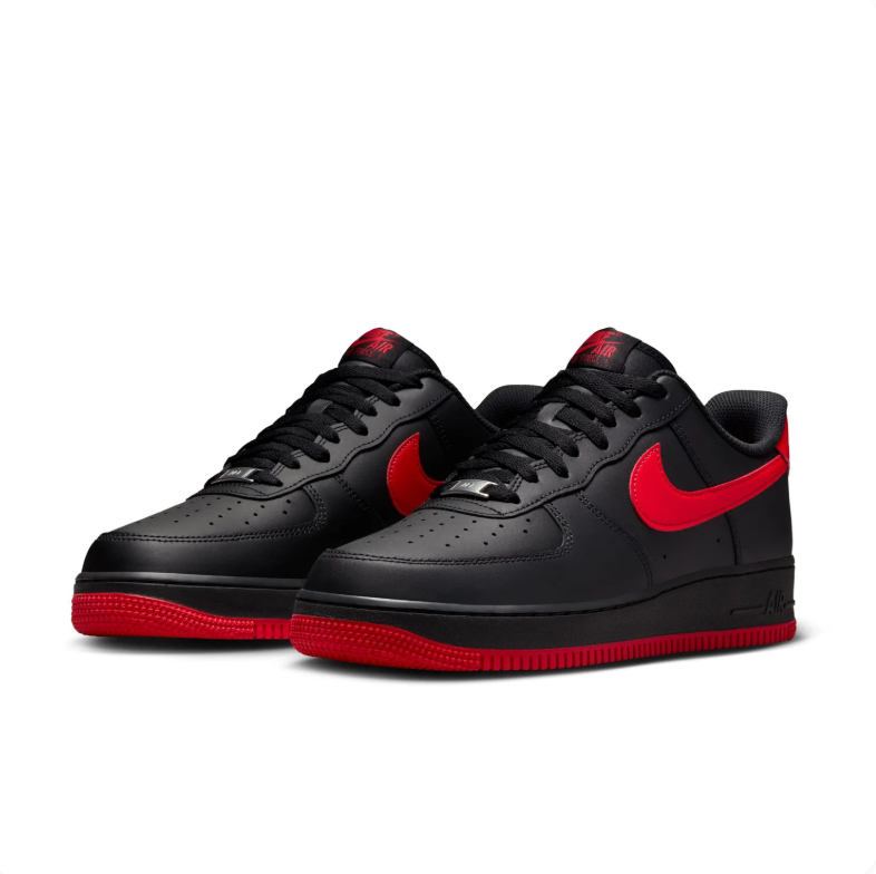Nike Air Force 1 Black and Red Low-Top Sneakers