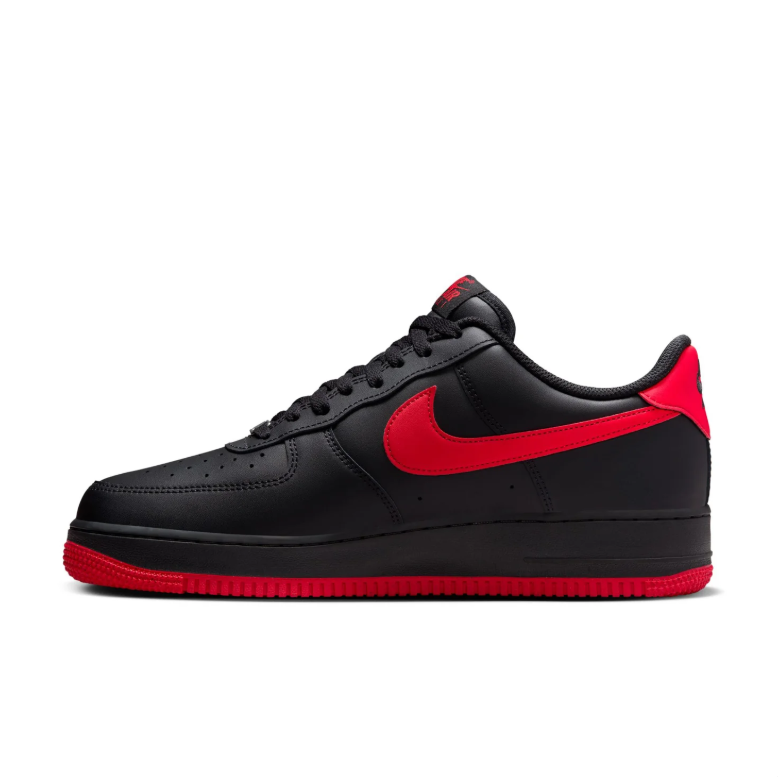 Nike Air Force 1 Black and Red Low-Top Sneakers