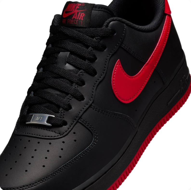 Nike Air Force 1 Black and Red Low-Top Sneakers
