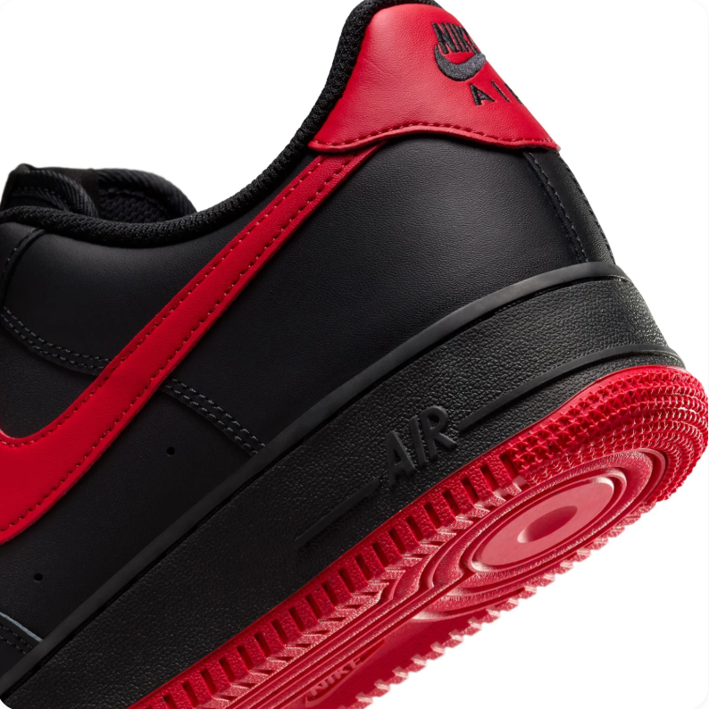 Nike Air Force 1 Black and Red Low-Top Sneakers