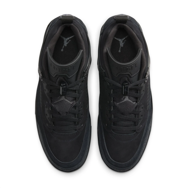 Jordan All-Black Sneakers with Textured Overlays and Visible Heel Window