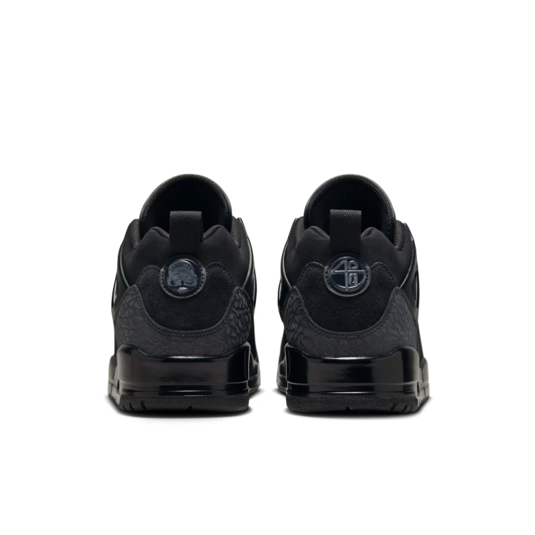 Jordan All-Black Sneakers with Textured Overlays and Visible Heel Window