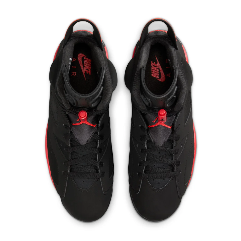 Jordan Black and Red High-Top Sneakers with Icy Blue Sole Accents