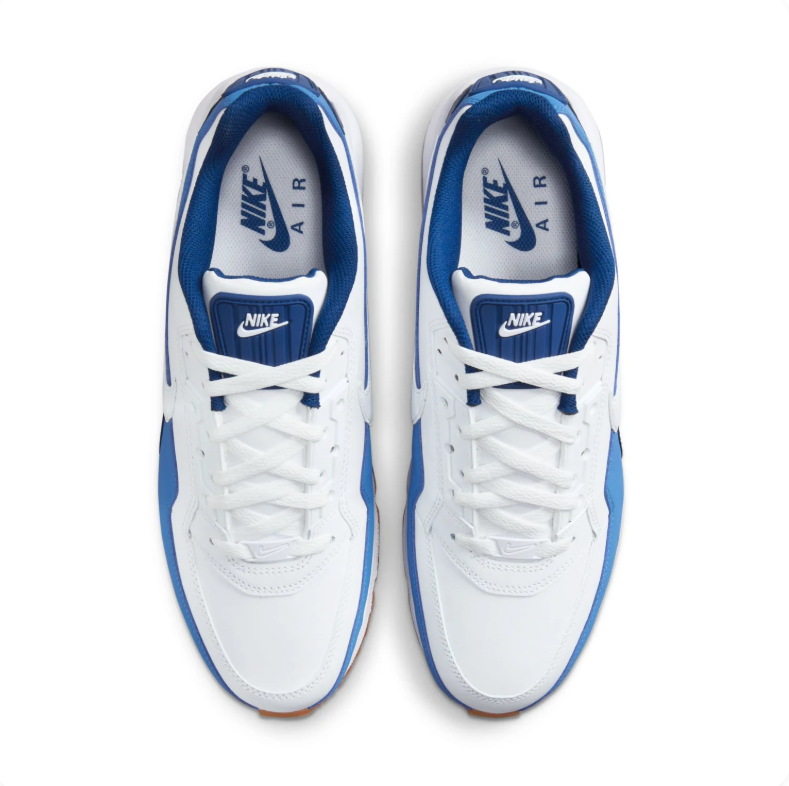 Nike Air Max White and Blue Low-Top Sneakers with Gum Sole