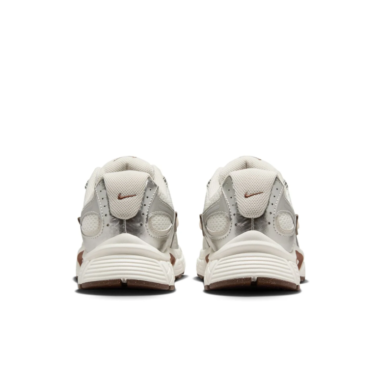 Nike Cream and Metallic Silver Mesh Sneakers with Brown Accents