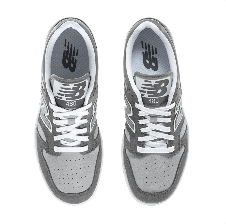 New Balance 480 Low-Top Sneakers – Gray and White