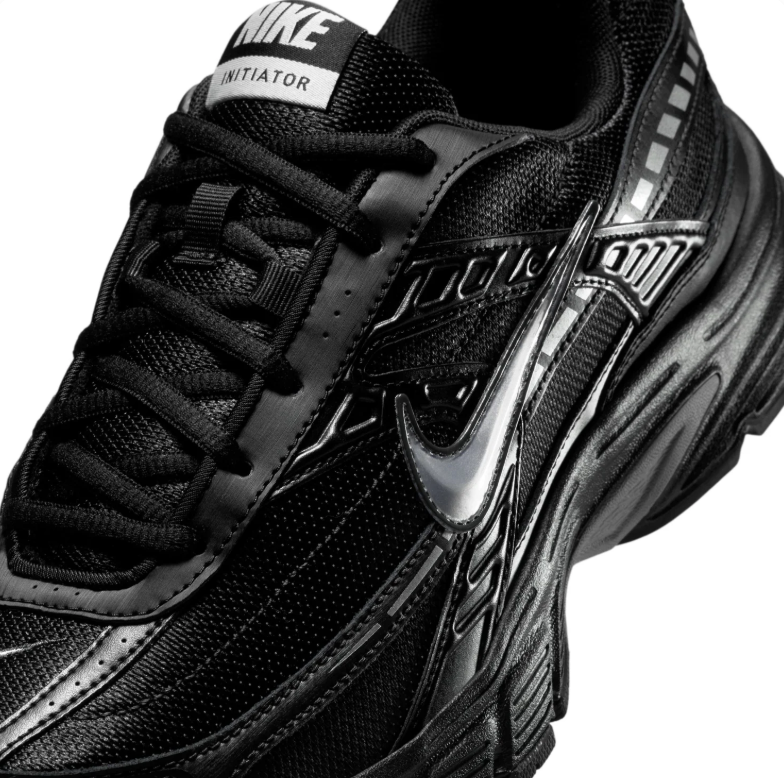 Nike Initiator Black and Metallic Silver Low-Top Sneakers