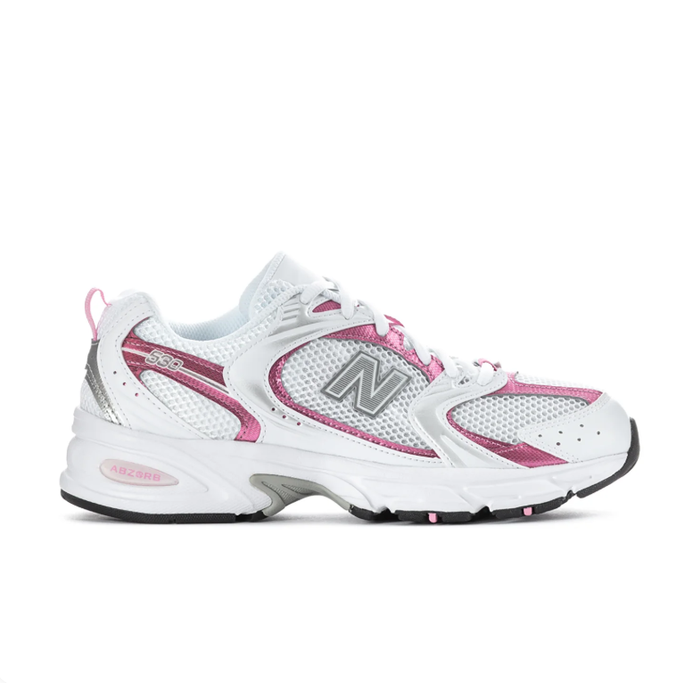 New Balance 530 White and Metallic Pink Low-Top Sneakers
