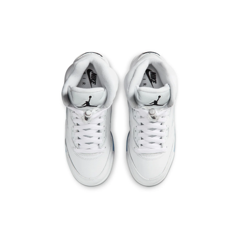 Air Jordan 5 High-Top Sneakers – White with Black Details and Icy Blue Sole