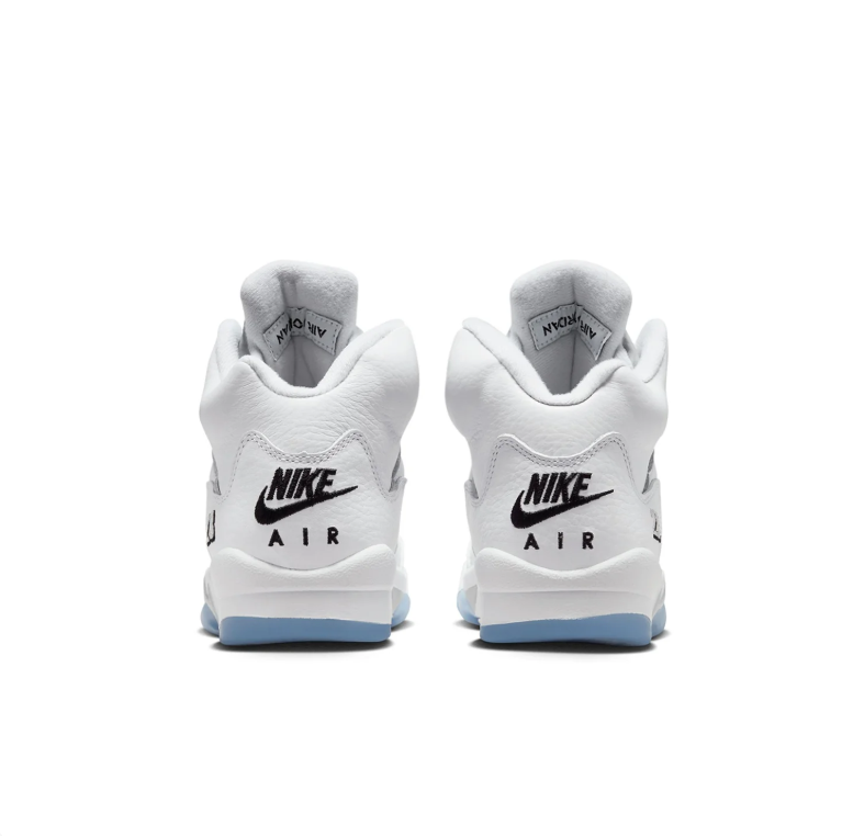 Air Jordan 5 High-Top Sneakers – White with Black Details and Icy Blue Sole