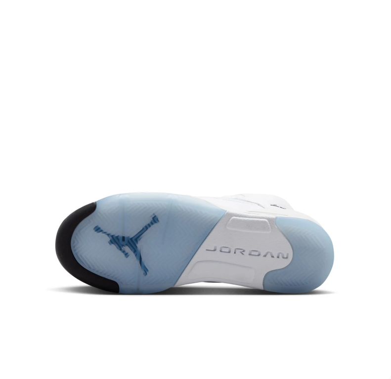 Air Jordan 5 High-Top Sneakers – White with Black Details and Icy Blue Sole