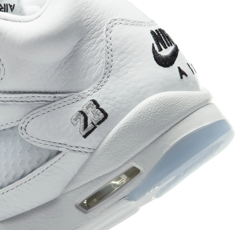 Air Jordan 5 High-Top Sneakers – White with Black Details and Icy Blue Sole