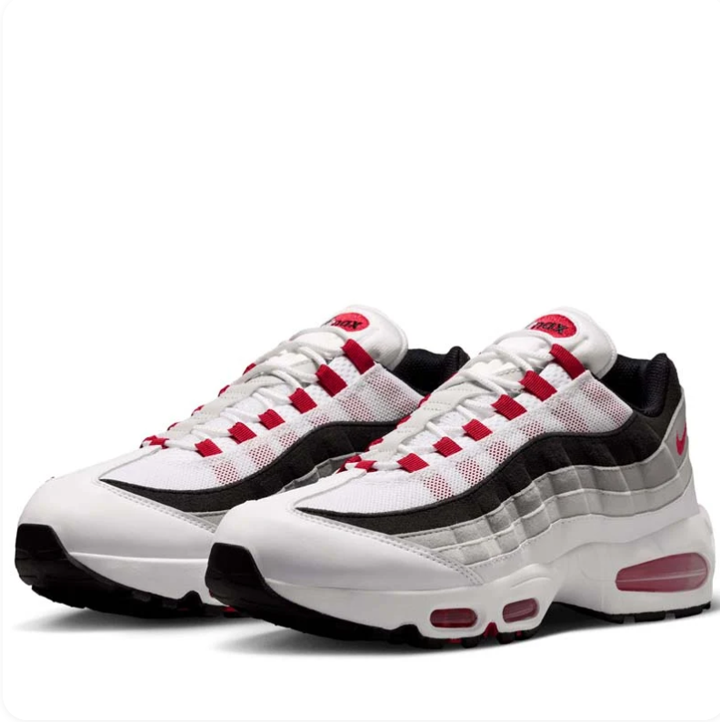Nike Air Max White, Grey and Black Low-Top Sneakers with Red Accents