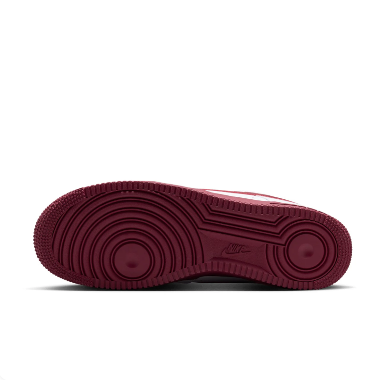 Nike White Low-Top Sneakers with Burgundy Swoosh and Soles