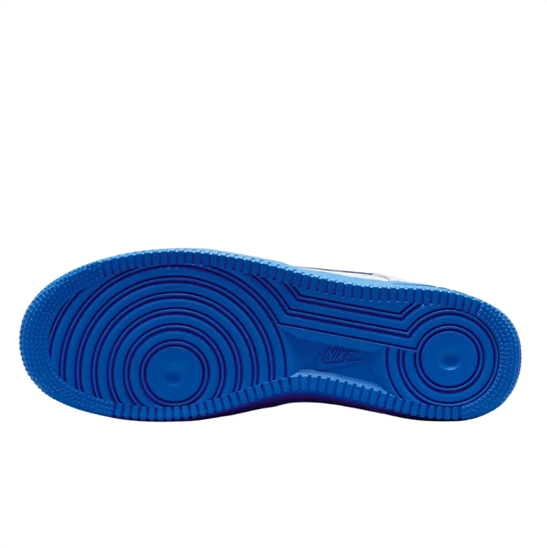 Nike Air Force 1 White and Royal Blue Low-Top Sneakers