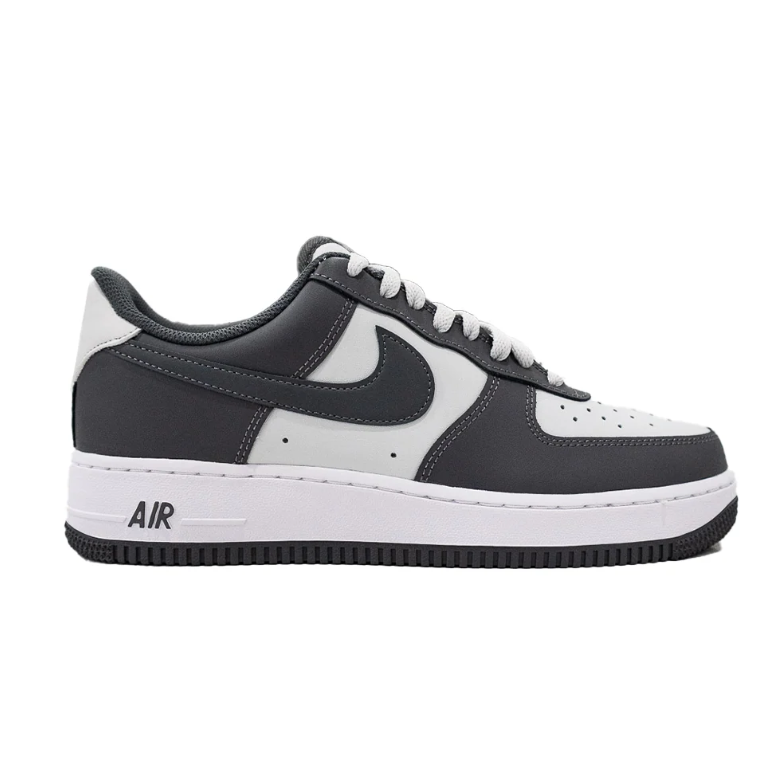 Nike White and Charcoal Low-Top Sneakers with Black Outsoles