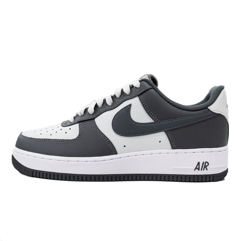 Nike White and Charcoal Low-Top Sneakers with Black Outsoles