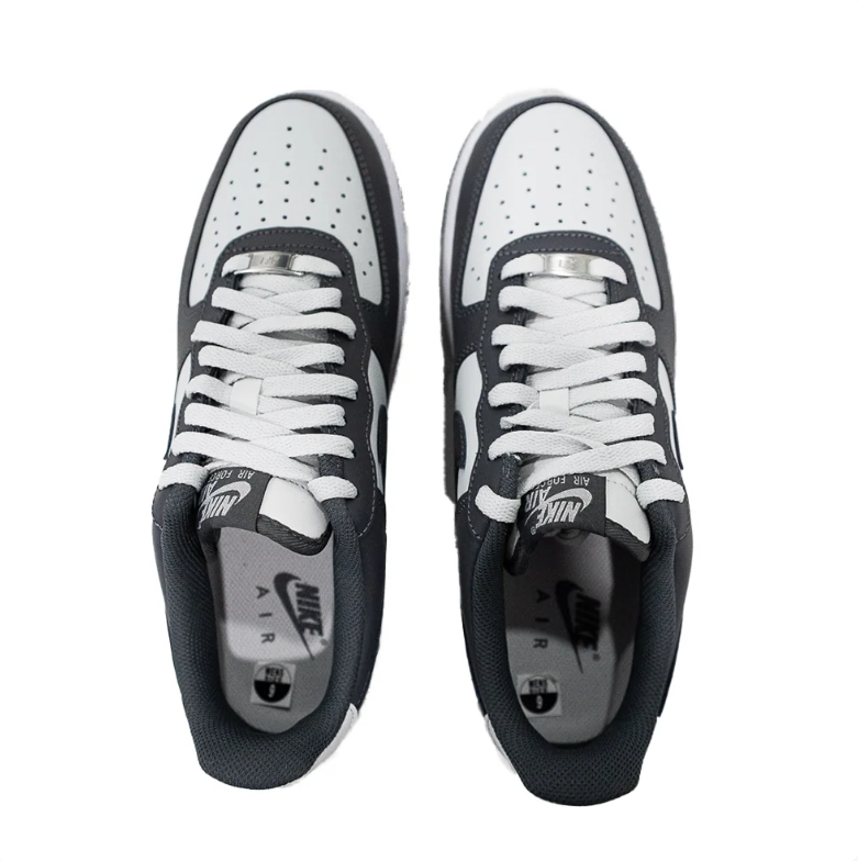 Nike White and Charcoal Low-Top Sneakers with Black Outsoles
