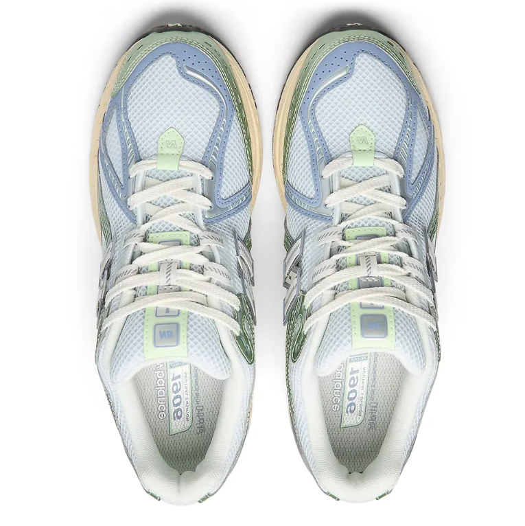 New Balance 1906R Silver and Lilac Mesh Sneakers with Mint Accents