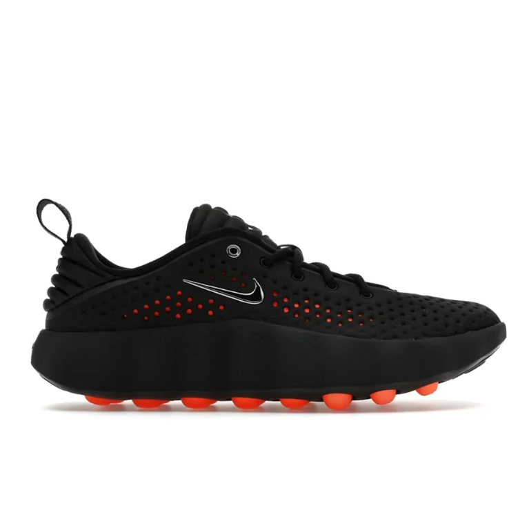 Nike Black Perforated Sneakers with Orange Outsole Pods