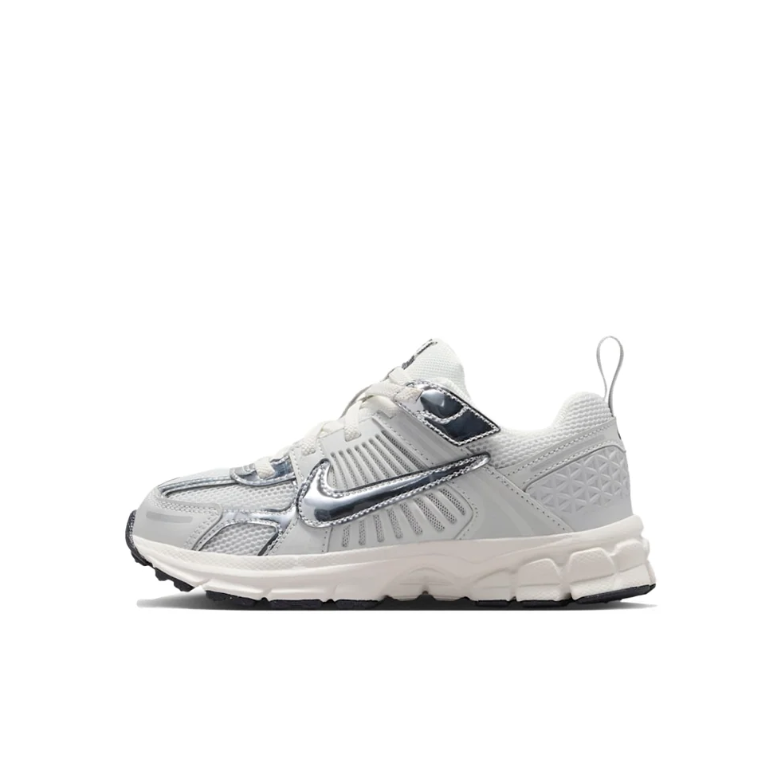 Nike White and Silver Low-Top Sneakers with Sculpted Soles