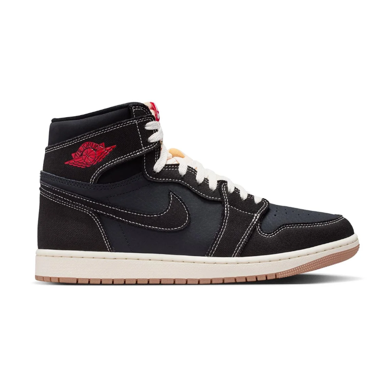 Air Jordan 1 High-Top Sneakers – Black with Contrast Stitching and Gum Sole