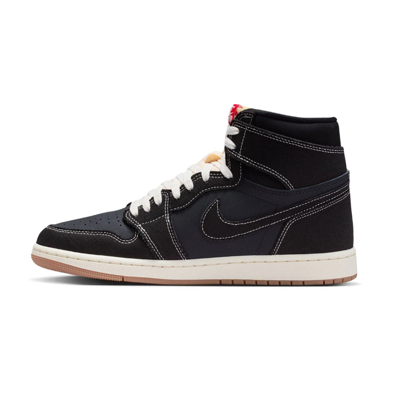 Air Jordan 1 High-Top Sneakers – Black with Contrast Stitching and Gum Sole