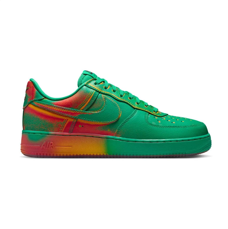 Nike Green Low-Top Sneakers with Red and Orange Gradient Details