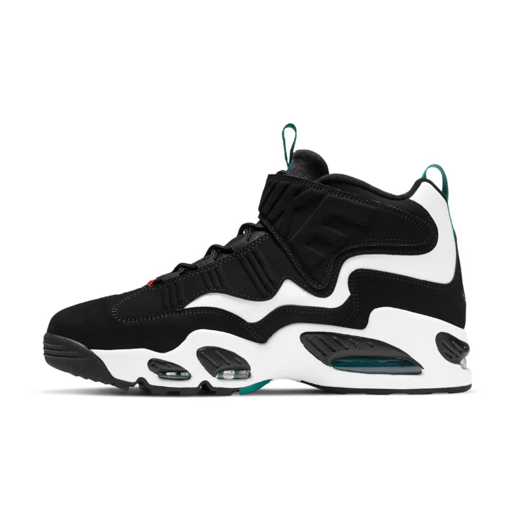 Nike Black and White High-Top Sneakers with 24 Ankle Strap and Green Accents