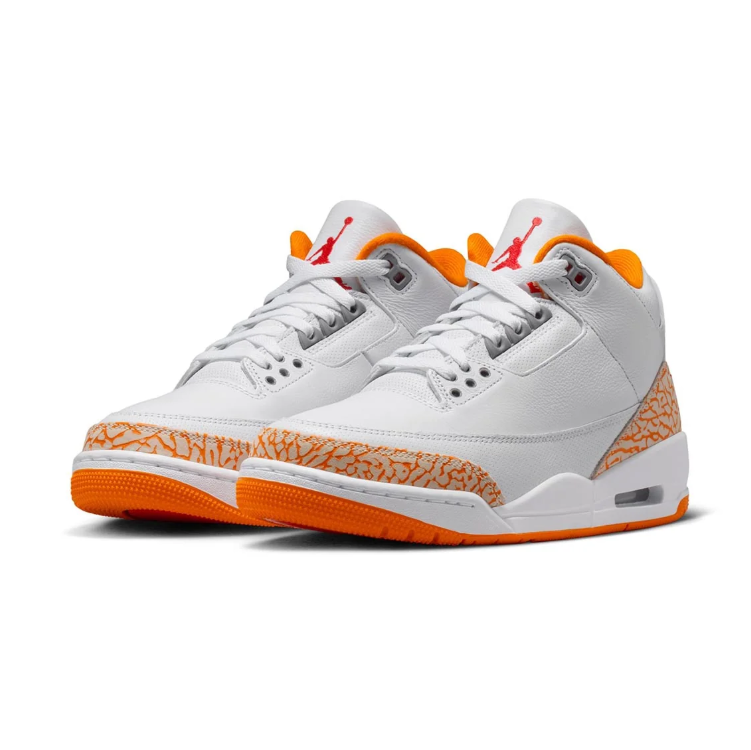 Jordan White Mid-Top Sneakers with Orange Elephant-Print Details
