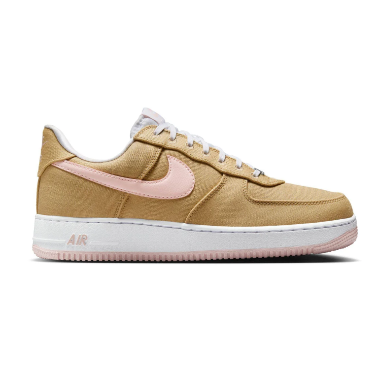 Nike Air Force 1 Low Sneakers – Tan with Pale Pink Swooshes