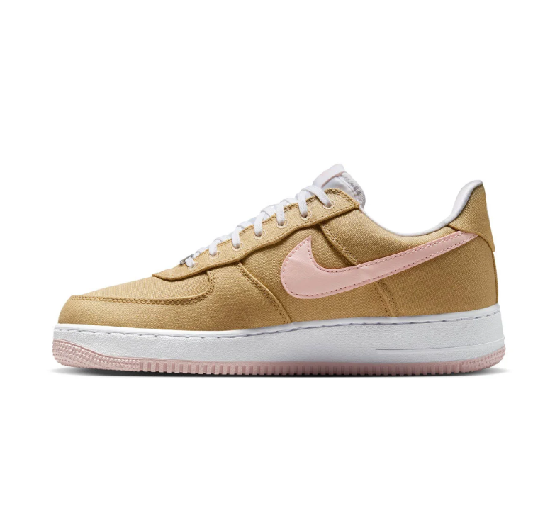 Nike Air Force 1 Low Sneakers – Tan with Pale Pink Swooshes