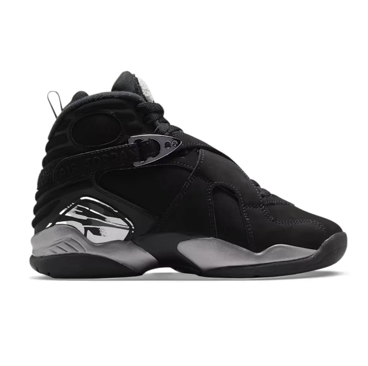 Jordan Black High-Top Sneakers with Cross Straps and Grey Graphic Details