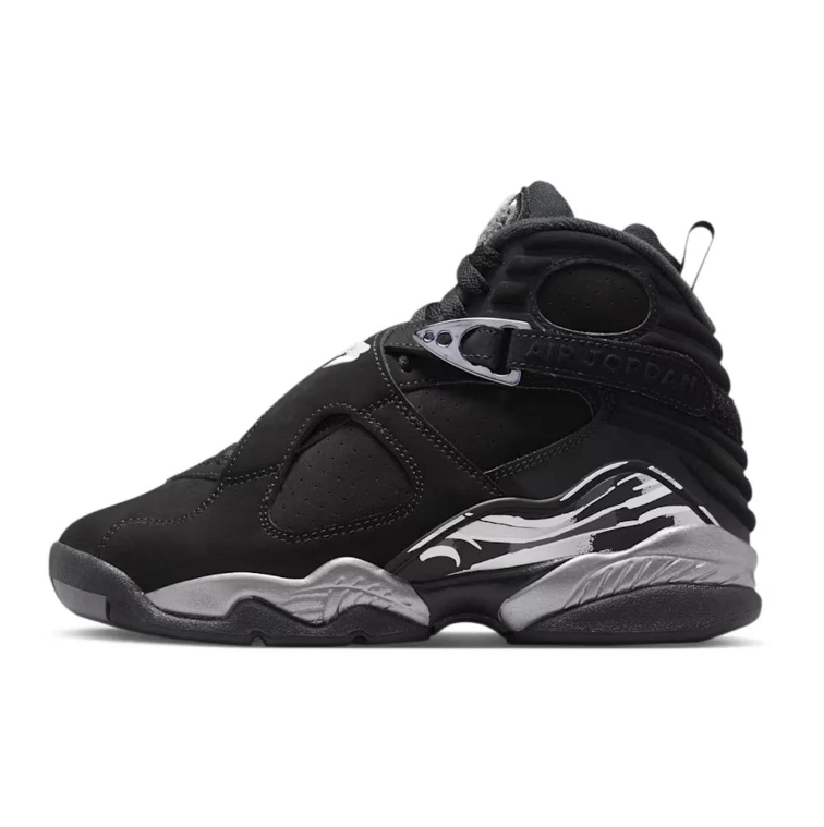 Jordan Black High-Top Sneakers with Cross Straps and Grey Graphic Details